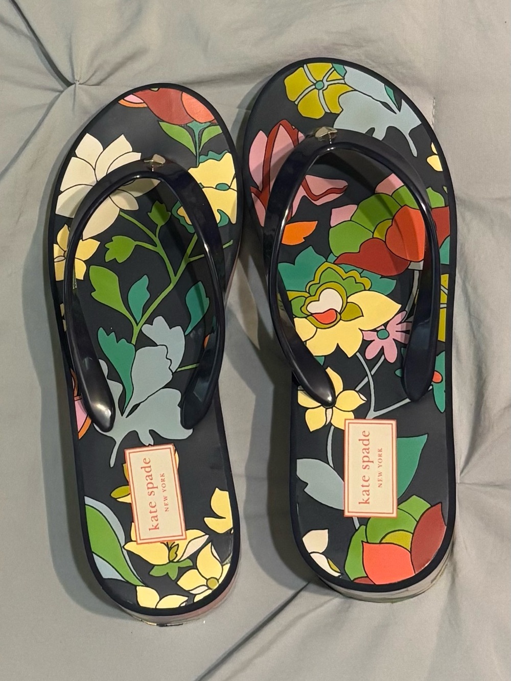 Kate Spade Black Floral Mandy Flip Flops